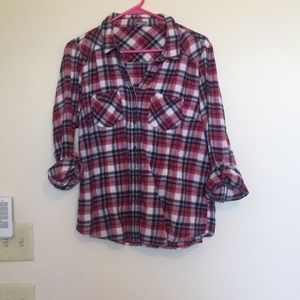 Plaid button down top